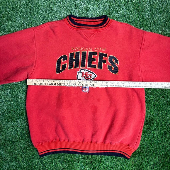 RARE 90s Chiefs Logo Athletic NFL Proline Embroidered Ribbed Crewneck Sweatshirt - Picture 4 of 7